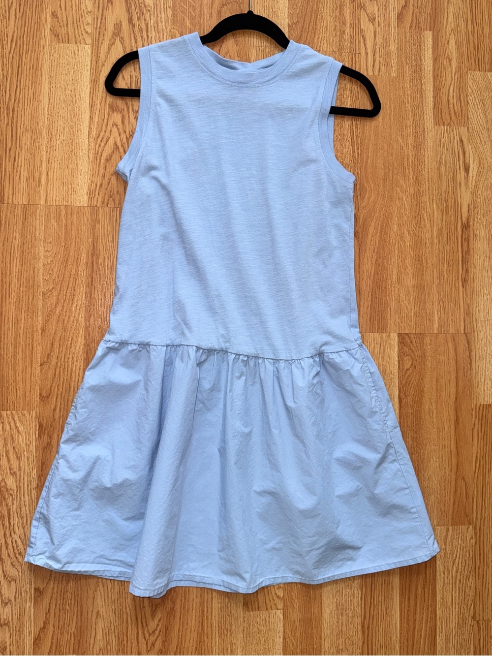 NWOT Universal Thread Light Blue Sleeveless Drop-Waist Mini Dress w/ pockets- XS